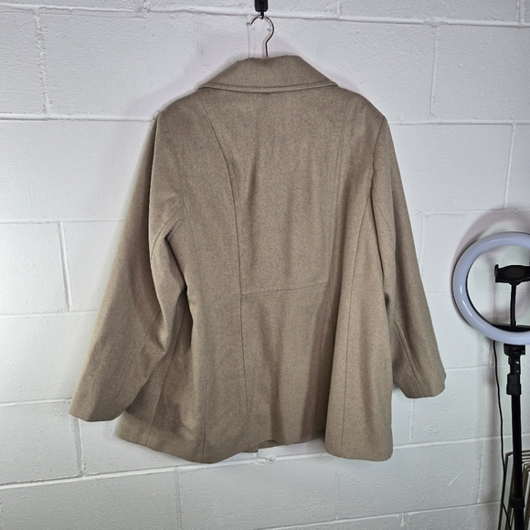 London Fog sand wool womens pea coat plus 1x - Picture 4 of 12